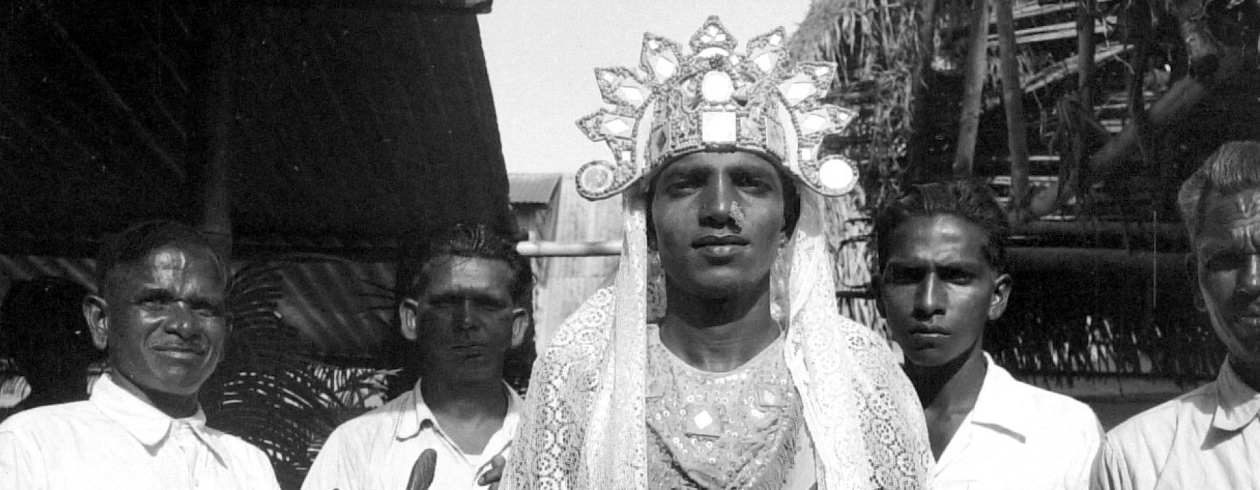 A Hindustani dancer in women’s dress, Suriname, photo by J. Dzn. Blaauboer, 1952. TM-10019258