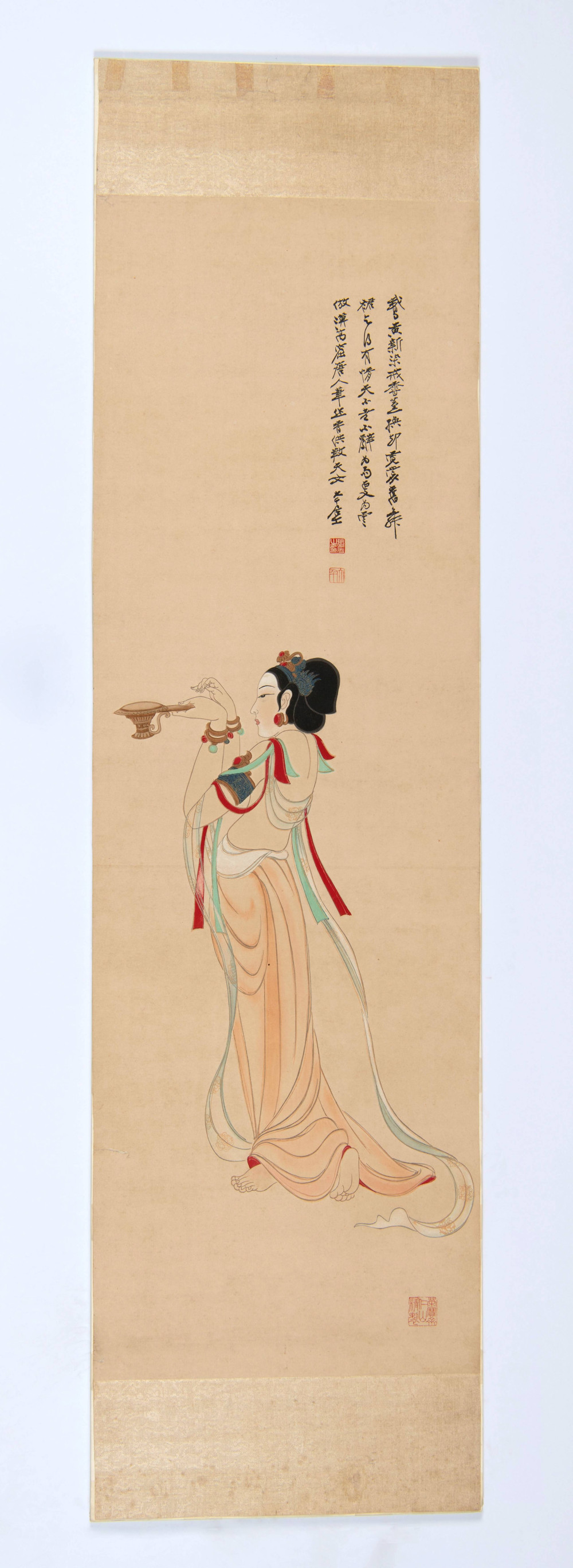 Rongbaozhai’s water-based woodblock print of “The Dunhuang Tribute Bearer”, c. 1945–1964. Wereldmuseum (7304-7)