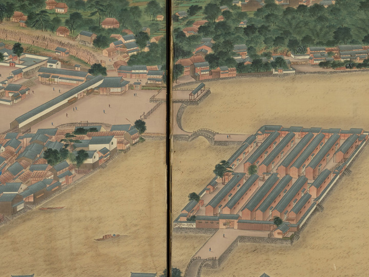 Detail kamerscherm Tojin Yashiki, de chinese wijk